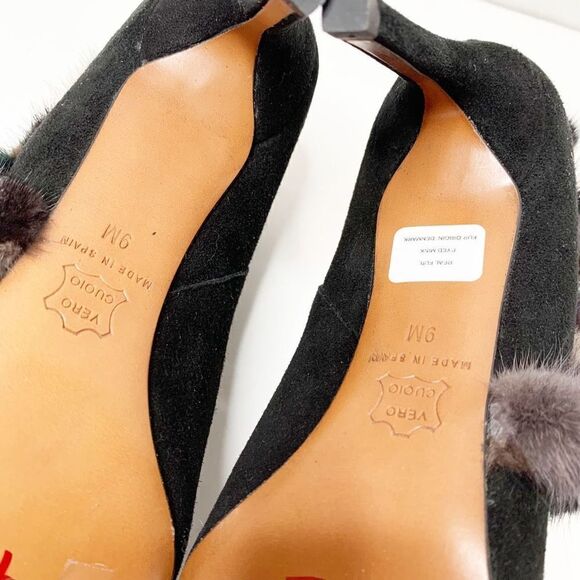 Donald J Pliner Renata Black Suede Multicolor Fur-Trimmed Bootie Women’s Size 9 - Picture 12 of 13